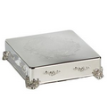 Silver Plated Square Cake Plateau/ Plate with Rose Pattern (12"x12")